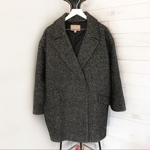 Banana Wool Blend Tweed Cocoon Coat Women's Size XL